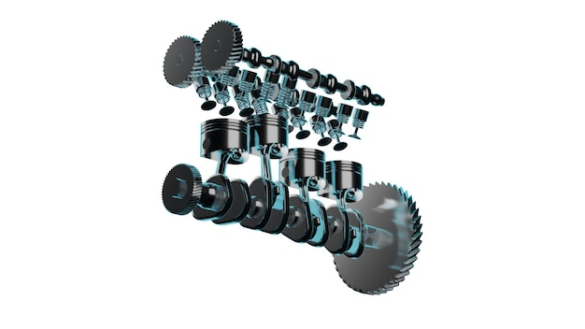 3D illustration showing car engine components and mounts for automotive repairs